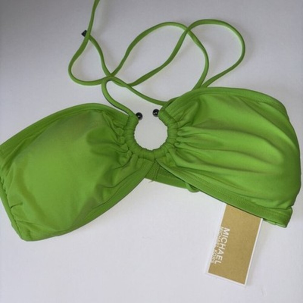 Michael Kors Bandeau Bikini Top Womens Green Apple Size S NEW